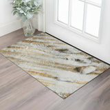 3' X 5' Rust And Gray Abstract Washable Area Rug With UV Protection