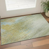 3' X 5' Beige And Ivory Abstract Washable Area Rug With UV Protection