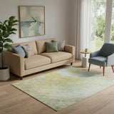 5' X 8' Beige And Ivory Abstract Washable Area Rug With UV Protection