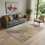 5' X 8' Brown And Gray Abstract Washable Area Rug With UV Protection