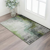 3' X 5' Green And Gray Abstract Washable Area Rug With UV Protection