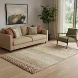 5' X 8' Beige And Brown Geometric Washable Area Rug With UV Protection