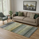 5' X 8' Green And Charcoal Geometric Washable Area Rug With UV Protection