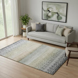 5' X 8' Gray And Charcoal Geometric Washable Area Rug With UV Protection