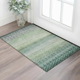 3' X 5' Teal And Gray Geometric Washable Area Rug With UV Protection