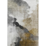 3' X 5' Brown And Ivory Abstract Washable Area Rug With UV Protection