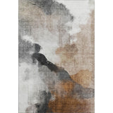 3' X 5' Rust And Ivory Abstract Washable Area Rug With UV Protection