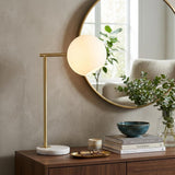 21" White Round Globe Lamp With Globe Shade