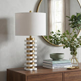27" White Novelty Table Lamp With Drum Shade