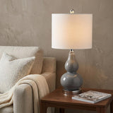 21" Silver Gourd Table Lamp With Drum Shade