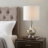 20" Silver Novelty Bedside Lamp With Drum Shade