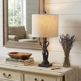 21" Black Antlers Table Lamp With Drum Shade