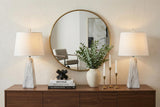 Set of Two 21" White Geometric Table Lamps With Empire Shades