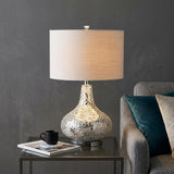 26" Silver Novelty Table Lamp With Drum Shade