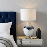 27" Silver Novelty Table Lamp With Globe Shade