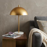 21" White Round Table Lamp With Globe Shade