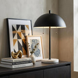 21" White Round Table Lamp With Globe Shade