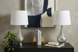 Set of Two 26" Silver Novelty Table Lamps With Drum Shades