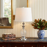 24" Silver Novelty Table Lamp With Drum Shade