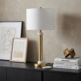 27" Gold Novelty Table Lamp With Drum Shade