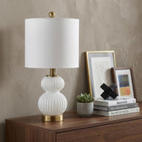 20" Gold Globe Globe Lamp With Drum Shade