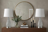 Set of Two 22" Silver Gourd Table Lamps With Empire Shades