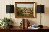 Set of Two 28" Black Table Lamps With Drum Shades