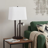 24" Antiqued Bronze Swing Arm Novelty Table Lamp With Shade