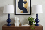 Set of Two 29" Blue Novelty Table Lamps With Drum Shades
