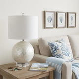 24" Clear Globe Lamp Base With Drum Shade