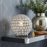 8" Silver Geometric Globe Table Lamp With Globe