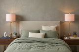 Set of Two 35" Clear And Brass Table Lamps With Drum Shades