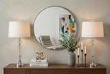 Set of Two 31" Clear And Silver Table Lamps With Drum Shades