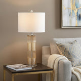 30" Clear Table Lamp With Drum Shade