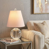 16" Clear Globe Bedside Lamp With Empire Shade