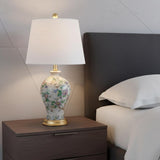24" Gold And Off White Urn Table Lamp With Empire Shade