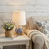 16" Blue Gold And White Novelty Table Lamp With Empire Shade