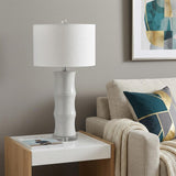 27" Clear Table Lamp With Drum Shade