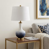 25" Gold Novelty Table Lamp With Drum Shade