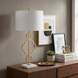 31" White Novelty Table Lamp With Drum Shade