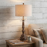 34" Brown Novelty Table Lamp With Drum Shade