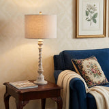 33" White Table Lamp With Drum Shade