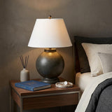 26" Dark Gray Novelty Table Lamp With Drum Shade