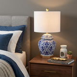 25" Gold Novelty Table Lamp With Drum Shade