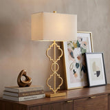 32" Gold Geometric Table Lamp With Shade