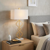 32" White Geometric Table Lamp With Shade