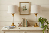 Set of Two 32" Gold Novelty Table Lamps With Drum Shades