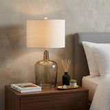 26" Clear Urn Table Lamp With Drum Shade