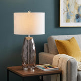 27" Silver Novelty Table Lamp With Drum Shade