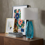 27" Silver Table Lamp With Drum Shade